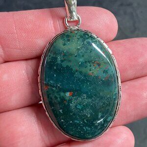 Stunning Heliotrope Bloodstone Pendant Stone Crystal Jewelry